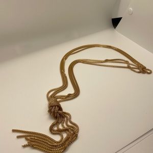 Gold mesh tassel necklace